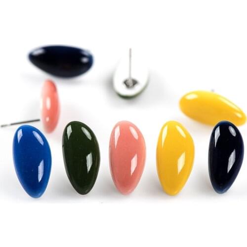 Geometric Irregular Multicolor Abstract Ceramic Earrings Fashion Gift Ear StudsJewelry Wholesale For Women Girl #LY119