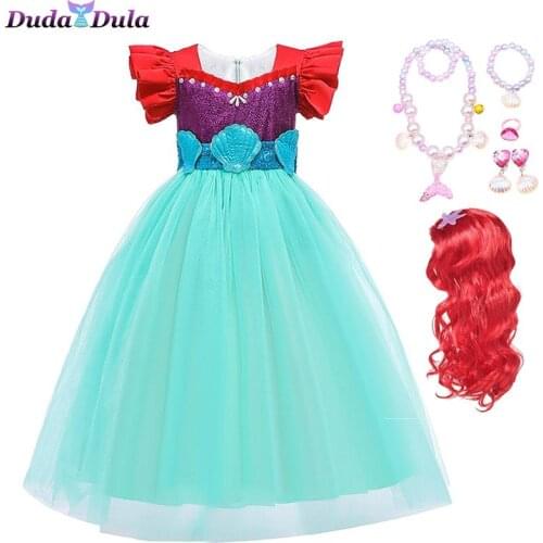 Mermaid Ariel Princess Girl Dress Cosplay Costumes for Kids Baby Girl Mermaid Dress Up Sets Children Halloween Clothing 3-10Y