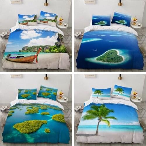 3D Tropical landscape bedding set bedroom decoration quilt cover for Adult Children Single Twin Full Queen King size bedding 3PC