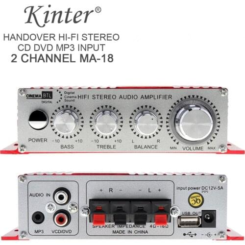 Red MA-180 Mini USB Car Boat Audio Auto Power Amplifier 2CH Stereo HIFI Amp 12V/5A