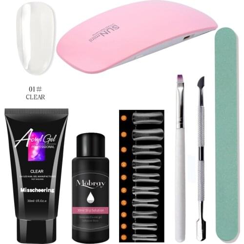 Hot ! 30ml Nail Extension Nail Gel Set with Nail Tips Nail Dryer Quick Dry Builder Gel Polish Kit for Manicure Fingertip Extend
