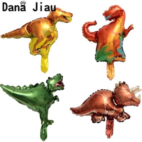 MINI Cartoon Dinosaur Foil Balloons Boy 6years Old Birthday Party Decoration Baby Toy Animal Theme Ball Event Hand Deco