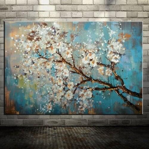 Mintura Hand Painted Flowers Tree Draw Morden Oil Painting On Canvas Pop Art Posters Wall Pictures For Live Room Home Decoration