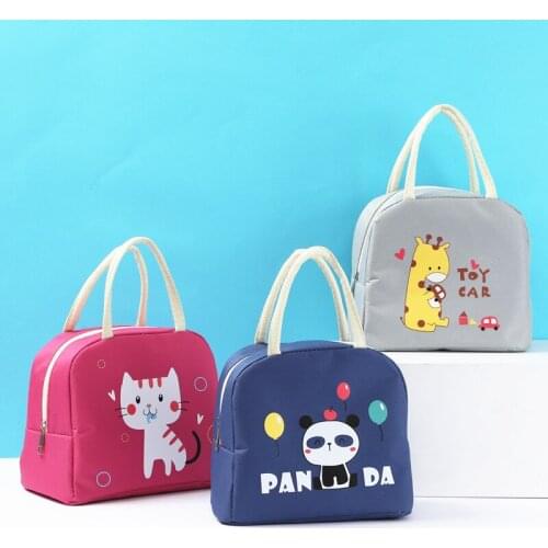 Cartoon lunch bag waterproof portable thermal insulation handbag large capacity lunch box bag outdoor picnic bento bag New