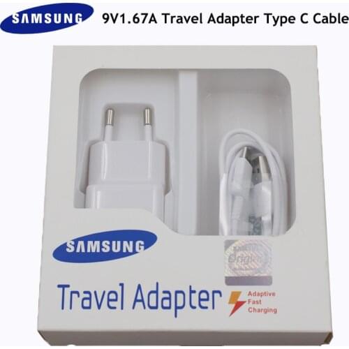 Original Samsung S10 S10E S10 Plus Charger 9V1.67A Fast Charging Power Wall Adapter EU Type C Cable For Galaxy A90 A80 A71 A51