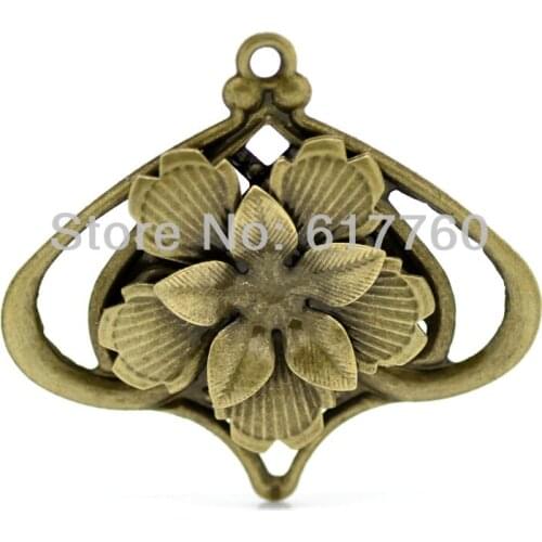 Free shipping-20PCs Antique Bronze Filigree Flower Lantern Charm Pendants Wraps Jewelry Findings DIY Connectors 5.5x5cm J0063