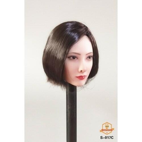 SGTOYS S-017 1/6 scale Head Sculpt Model Short Black Hair Asian Girl Fit 12'' TBL PH Figure Body Asian Beauty Woman