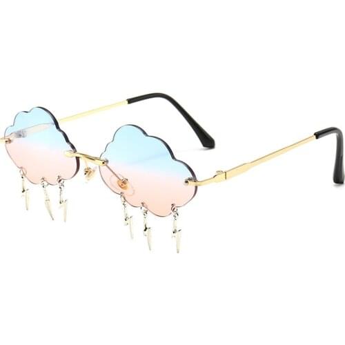Fashion Rimless Cloud Tassel Sunglasses Women Men Luxury Brand Design Vintage Metal Personality Sun Glasses For Female UV400
