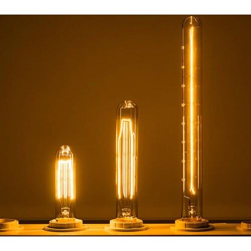 Vintage Edison Lampara 40W AC 220V E27 T 10 T185 T300 Filament lamp Incandescent Antique Retro Edison Light Cafe Bar Decoration