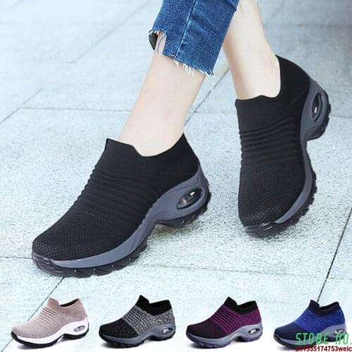 Tennis Shoes For Women Platform Sneakers Spor Ayakkabi Bayan Ourdoor Sports Solid Color Breathable Sock Footwear Zapatos Mujer