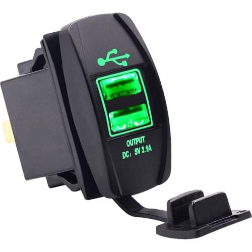 3.1A 12-24V LED Universal Car Charger Waterproof Dual USB Port Charger Socket Outlet for Motorcycle Car Auto Accessories Camping