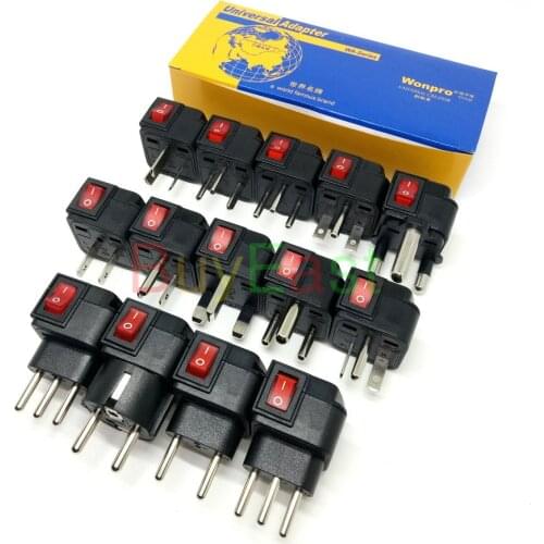 Universal Power Plug Adapter For UK/US/AU/EU/World Plug AC100~250V 10A-16A With On/Off Main LED Switch Wonpro WSA Series
