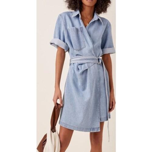 Blue Women Spring Summer Slim Sexy V-Neck Denim Mini Dress Female High Street Elegant Dresses Ladies New Casual Dresses ML121