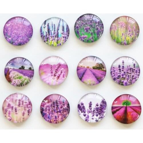 12pcs/lot Lavender Fridge Magnets Round Message stickers for gift Souvenir Refridgerator Magnet Home Decor Party Gift