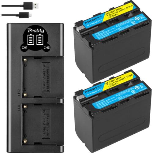 2PCS 5200mAh NP-F770 NP-F750 NP F770 np f750 NPF770 750 Batteries + LED USB Charger for Sony NP-F550 NP-F770 NP-F750 F960 F970