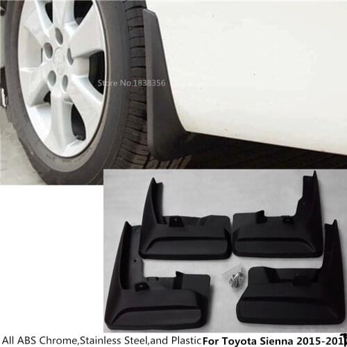 Highest level car plastic fender soft mudguard protection detector flap splash mud guard 4pcs for Toyota Sienna 2015 2016 2017