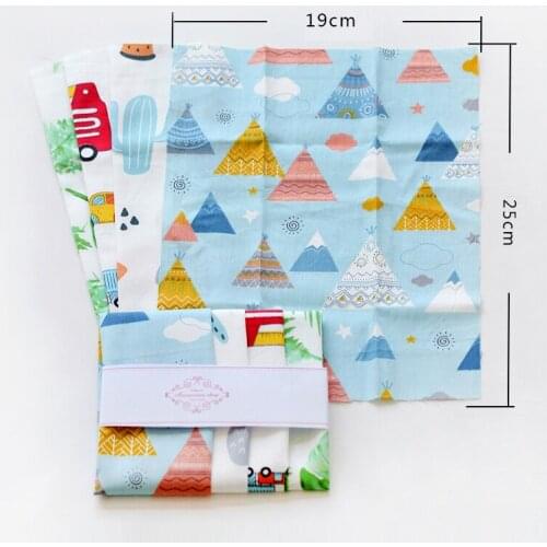 Dailylike Sewing Quilting Fabrics Printed Cloth Cotton Fabric Quilting Fabric Patchwork Needlework Cartoon fabric 19*25cm 4Pcs