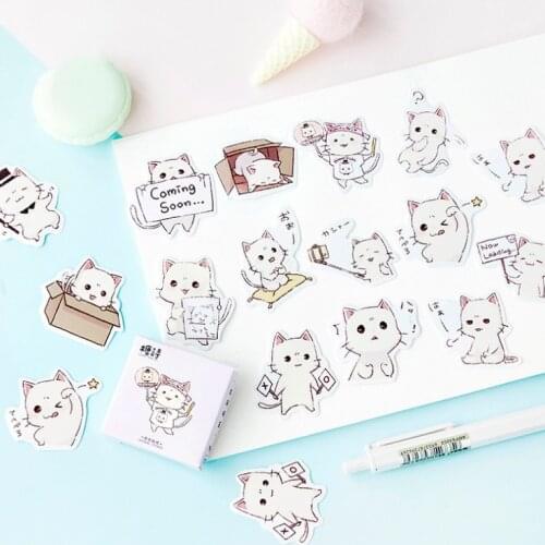 45pcs Cute Selfie Cats Gentleman Cat Decorative Adhesive Stickers Scrapbooking DIY Diary Album Stick Label Stationery Sticker