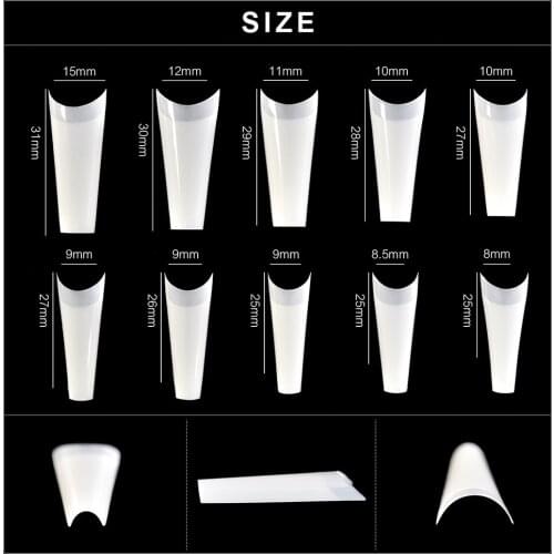 500pcs No Crease C Arc Half Cover Nail Tips Clear Natural French False Nail Art Tips DIY Manicure Tips Nail Tools