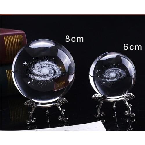 6/8cm Diameter Miniature Solar System Model Crystal Ball Laser Engraved Planet Glass Craft Home Decoration Ornament Sphere Gift