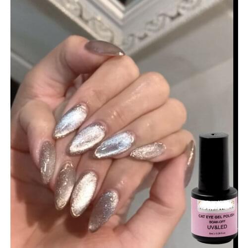 8ml Shiny Cat Eye Nail Gel Polish Magnetic Colorful Nail Art Polish Bright Silver Enamel Lacquer Soak Off UV Gel Varnish