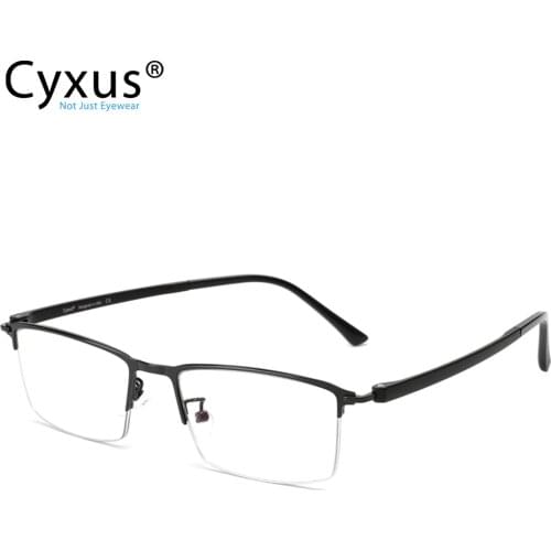 Cyxus Anti Blue Light Computer Glasses for Eye Strain Relief Half Rectangle Lightweight Frame for Mens Women Eyewear 8003