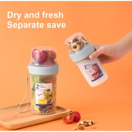 2-layer Sealed Storage Box Chill To Go Yogurt Cereal Container Transparent Fresh Kepping Food Reusable Bottle Breakfast