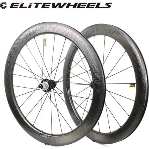 ELITEWHEELS 700c Carbon Road Wheels Clincher Tubular Type High TG Carbon Fiber Golf Dimple Rims 58mm*25mm Carbon Dimple Rims