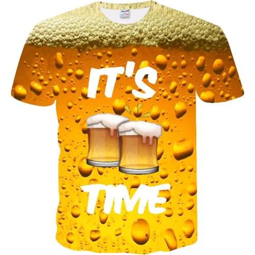 3D T shirt Mens Casual Tee shirts Funny Beer Print T-shirt Men Summer style Party tops Couple Elasticity t shirt Street Wear