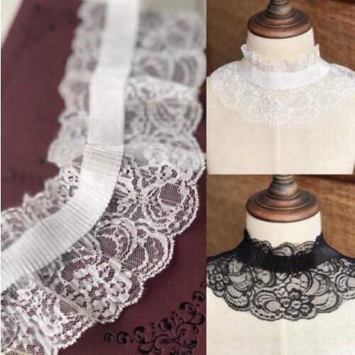10yards DIY Pleated Stretch Lace Trim Ribbon Doll Skirt Cuffs Hem Lace Fabric Costume Cuff Collar Sewing Decoration Accessories
