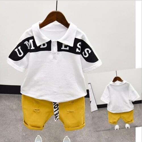 Summer Infant Baby Boy Clothes Children Clothing Set for Girls Kids Lapel T-Shirt and Shorts 2PCS Outfits Cotton Casual Clothes