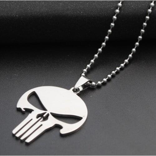 1PC Color Cool Game Boy Skull Pendant Chain Stainless Steel Man Necklace Leather Choker Charm Women Jewelry Gift N39