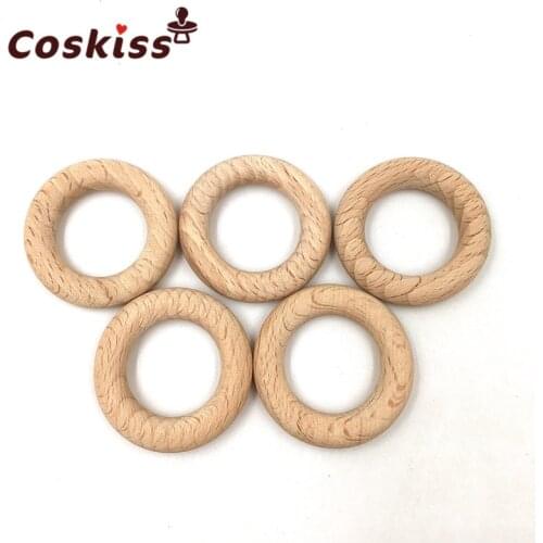 Nature Montessori Baby Toy Organic Infant Teething Teether Toy Accessories Wooden Ring Set Necklace