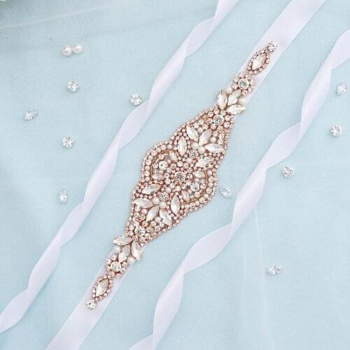 Handmade Delicate Wedding Belts Bride Bridal Belt Rhinestone Sash Wedding Dress Accessories Rose Gold Diamond Bridesmaid Belt