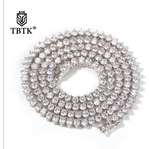TBTK Necklaces For Women 2020 New Style 4mm White CZ Tennis Chain Necklace Fashion Gift Hiphop Jewelry Wholesale/Drop Shipping