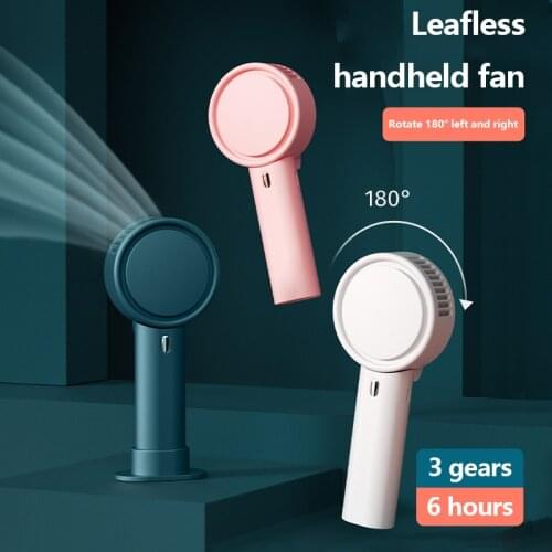 Protable Handheld Cooling Bladeless Fan USB Mini Fan Desktop Bladeless Fan Rechargeable Quiet 3 Gear