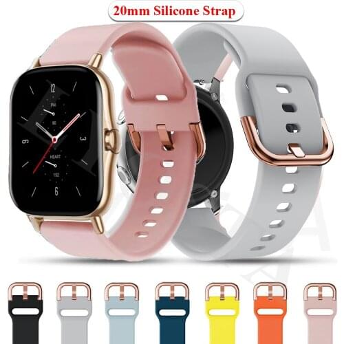 Silicone Original 20mm Band Straps For Samsung Galaxy Watch Active 2 40/44/3 41mm Smartwatch Wristband Amazfit GTR GTS 2e Correa