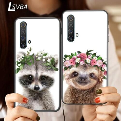 Silicone Cover Raccoon Fox Animal Flower For Realme V15 X50 X7 X3 Superzoom Q2 C11 C3 7 7i 6s 6 5 Global Pro 5G Phone Case