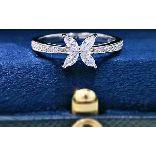 Women Rings Butterfly Shape AAA Zircon Solid 925 Sterling Silver Fashion Glamour Engagement Rings Birthday Gift For Girlfriend