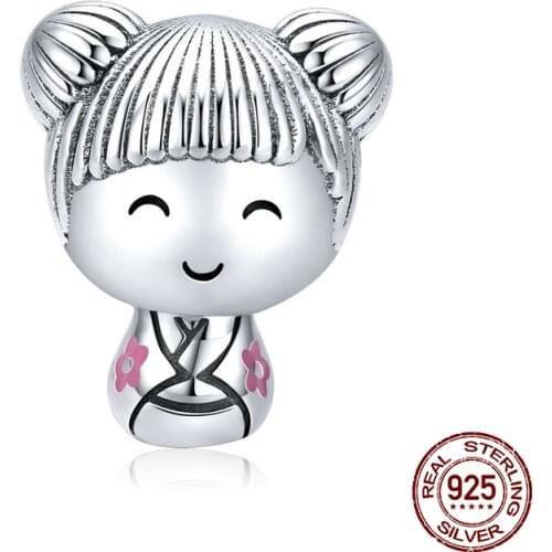 100% 925 sterling silver Japanese doll beads charm fit Pandora bracelet making original woman fashion brand jewelry DIY pendant