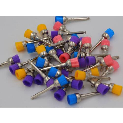 100pc Colorful Nylon Latch Flat Polishing Polisher Prophy Cup Brushes Dental Lab