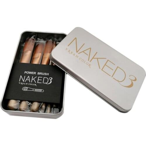 12pcs Plastic Handle Make Up Brush Set with Iron Box Foundation Powder Lip Eyeshadow Blush Cosmetic Beauty Tools Fashion Girl