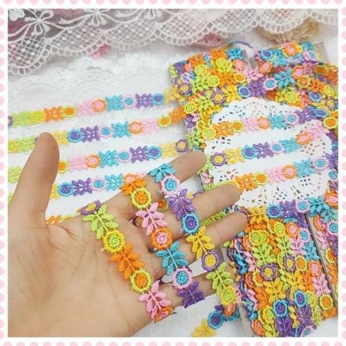 15Yds/Lot)1.5cm Wide Colorful Mixed Floral High Quality Venise Lace DIY Handmade Lace Accessories Textile Fabrics