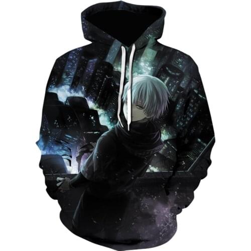 2021 New Hot Sale Tokyo Ghoul 3D Printing Hoodies Ken Kaneki White Hoodie Japan Anime Sweatshirts Casual Cool Tops Jacket