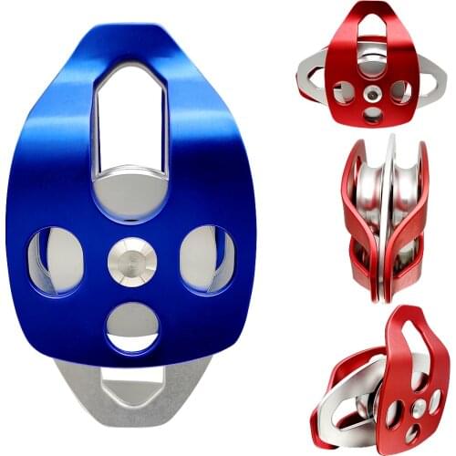 32KN Double Pulley Aluminum Alloy Portable Outdoor Rescue Zipline Outdoor Pulley