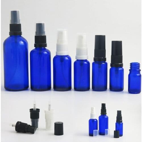 360 x 5ml 10ml 15ml 20ml 30ml 50ml 100ml Refillable Cobalt Blue Glass Essential Oil With Mist Sprayer For Perfume Atomizer