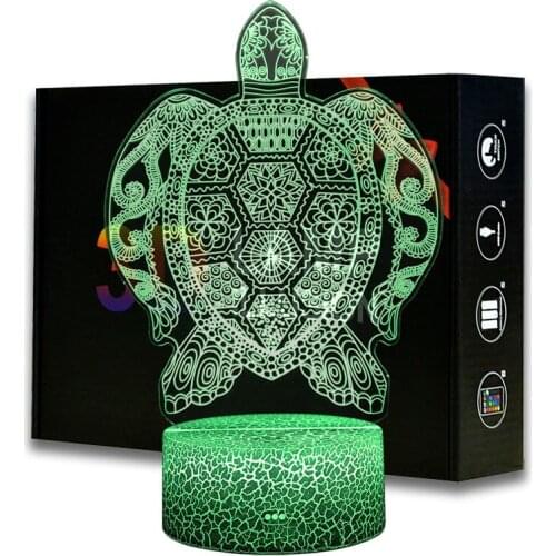 3D illusion Turtle Night Light ABS Base With Acrylic Light Borad colors Changeable Kids Bedroom Bedside Lamp Christmas Gifts