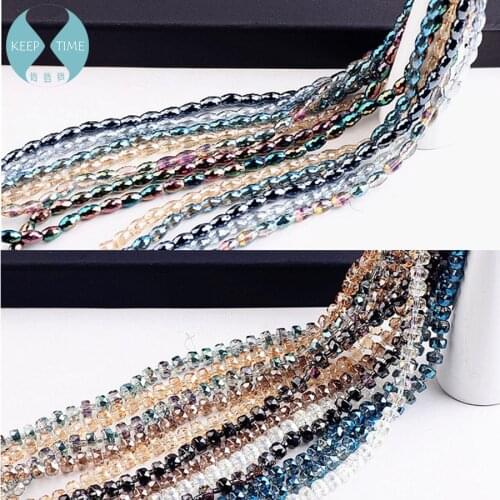 DIY accessories glass crystal wafer elliptic necklace pendant earrings bracelets temperament perforated shining Pendant