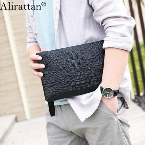 Alirattan New Crocodile Pattern Clutch Bag for Women 2021 Summer Fashion Design Genuine Leather Envelope Party Pouch Coin Purse