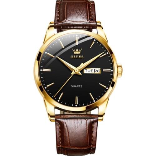 Luxury Brand Mens Watches with Genuine Leather Brown Black Casual Waterproof Analog Quartz Wrist Watch for Men Relogio Masculino